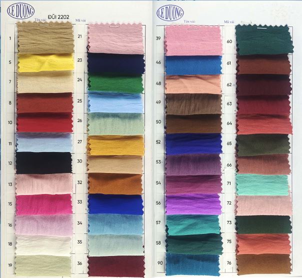 Các màu vải đũi - Vải Lê Dương  - Công Ty TNHH Sản Xuất Thương Mại Dệt May Lê Dương